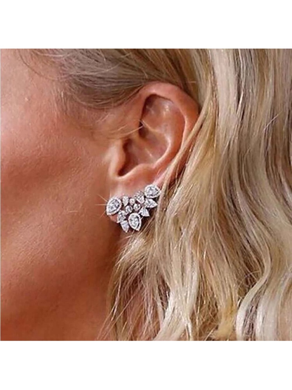 Silver Leaf Cluster Stud Earrings A132